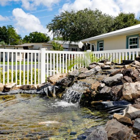 pool area waterfall